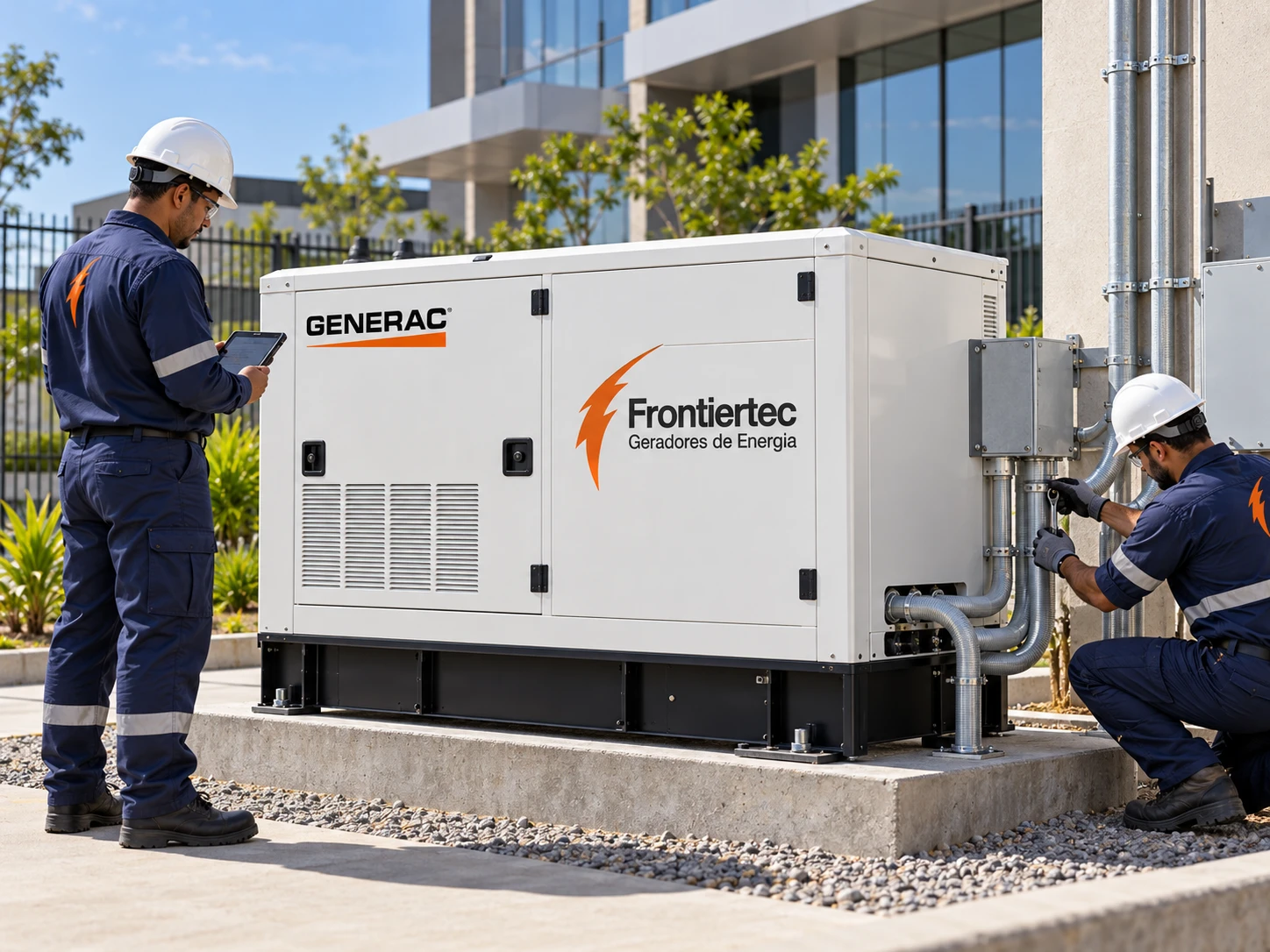 Instalação de gerador Generac com a marca Frontiertec