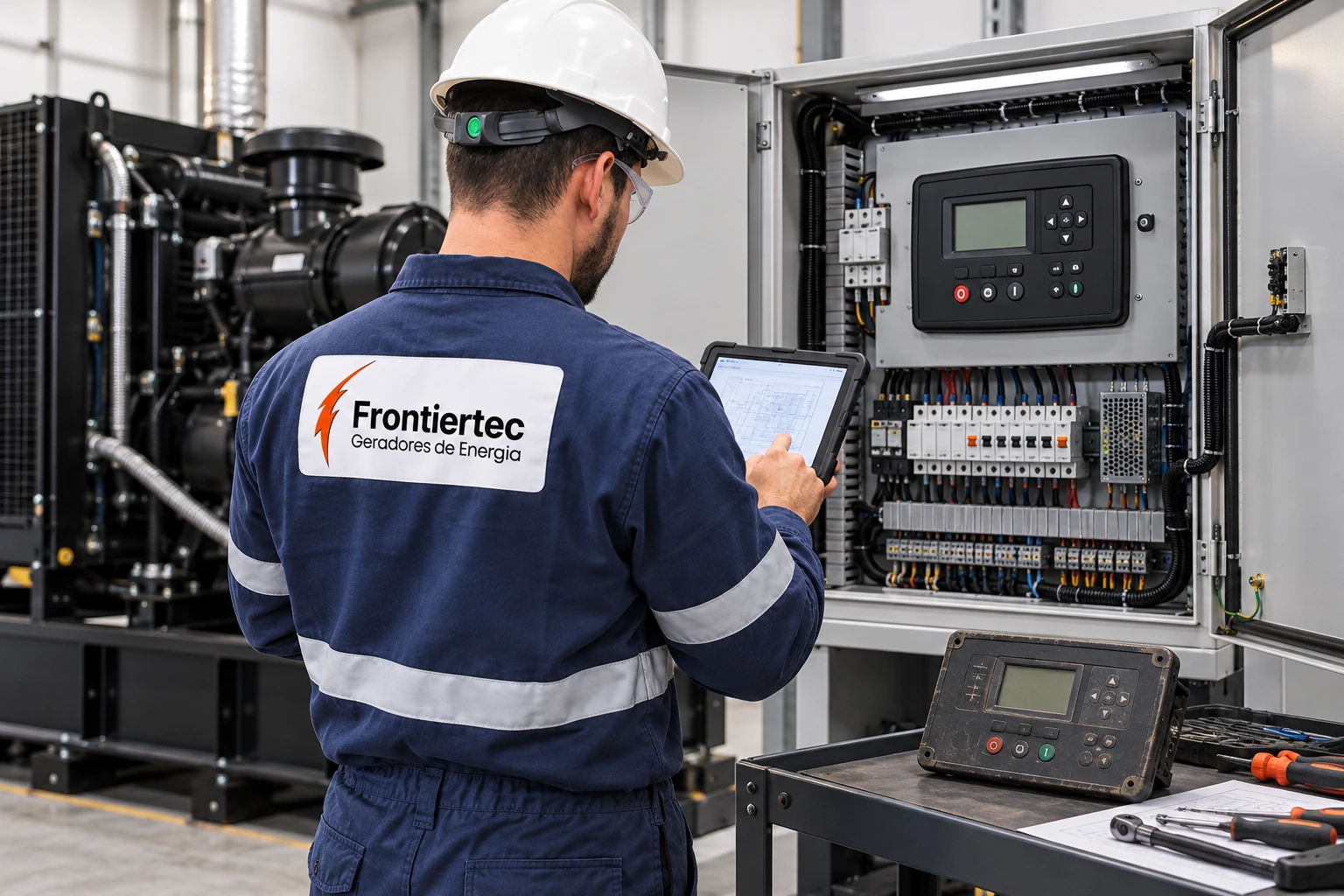 Retrofit de grupo gerador — cena ilustrativa Frontiertec